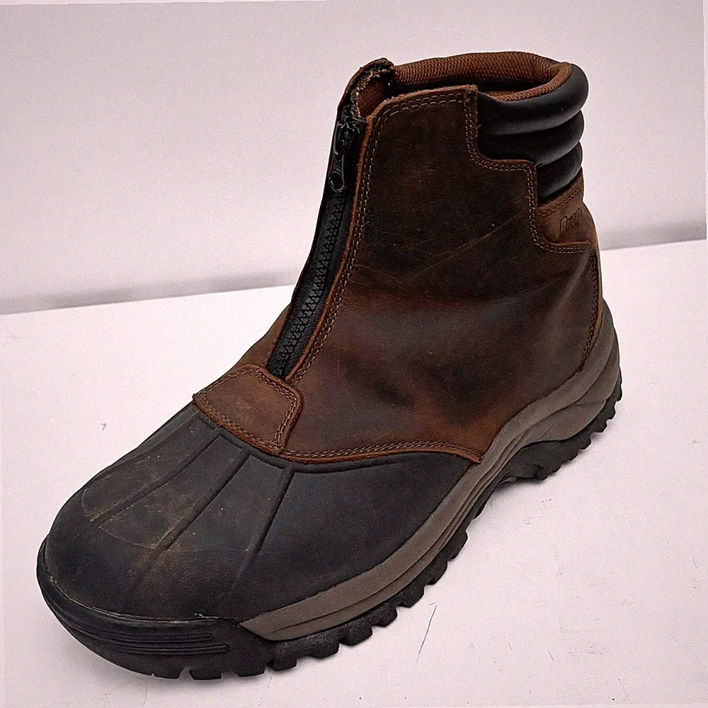 Propet Mens Blizzard Mid Zip Brown Leather Insulated Boots Size 12 5E XX Wide