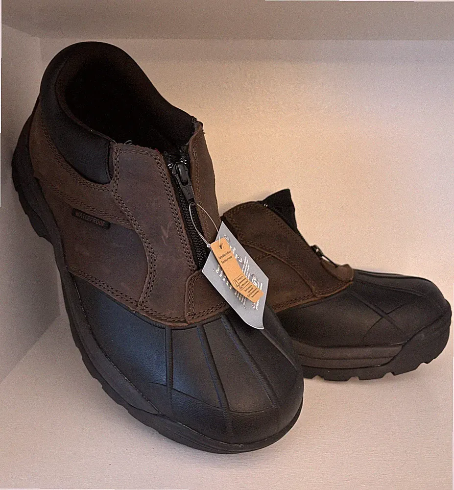 Propet Waterproof Boot Mens Size 10 XX Wide Ankle Zip Brown Black Leather Rubber