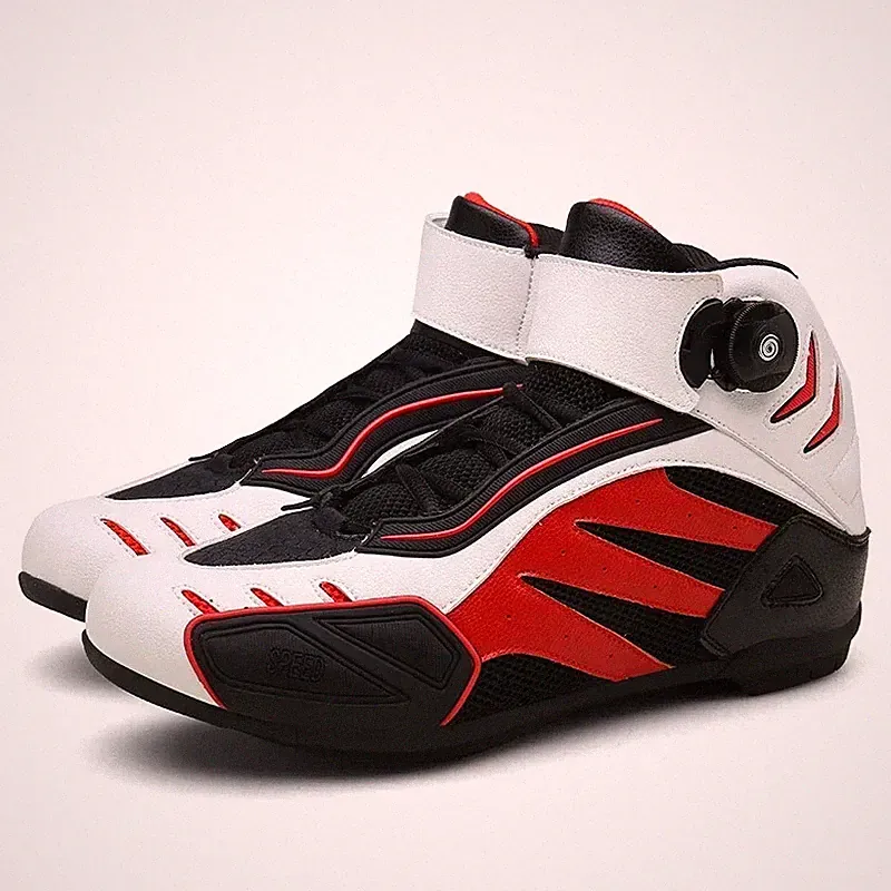 PU Leather Motorbike Riding Boots Men Women Motorcycle Breathable Shoes