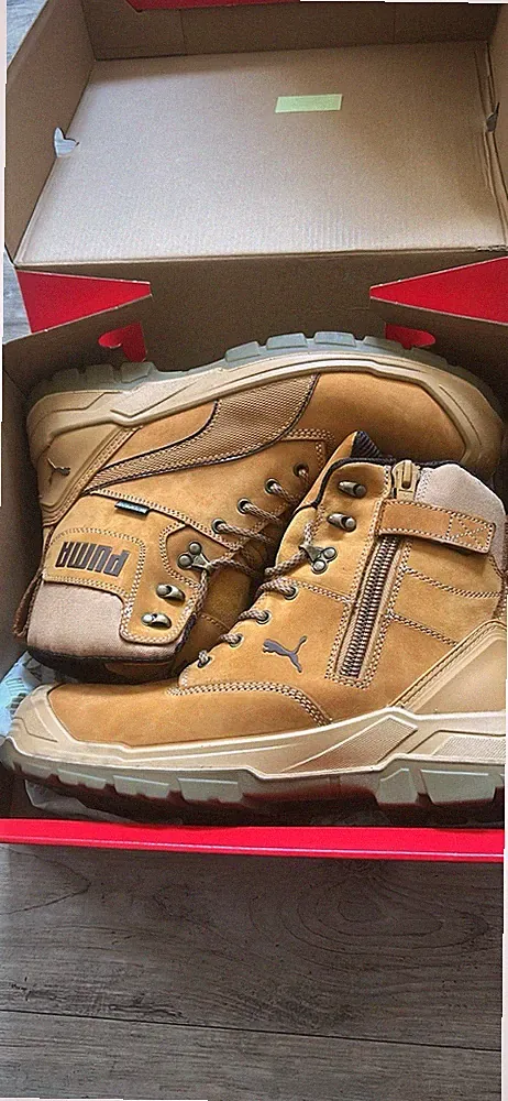 Puma Boots Mens Size 10 Conquest Ctx High Steel Toe Work Wheat Slip Resistant