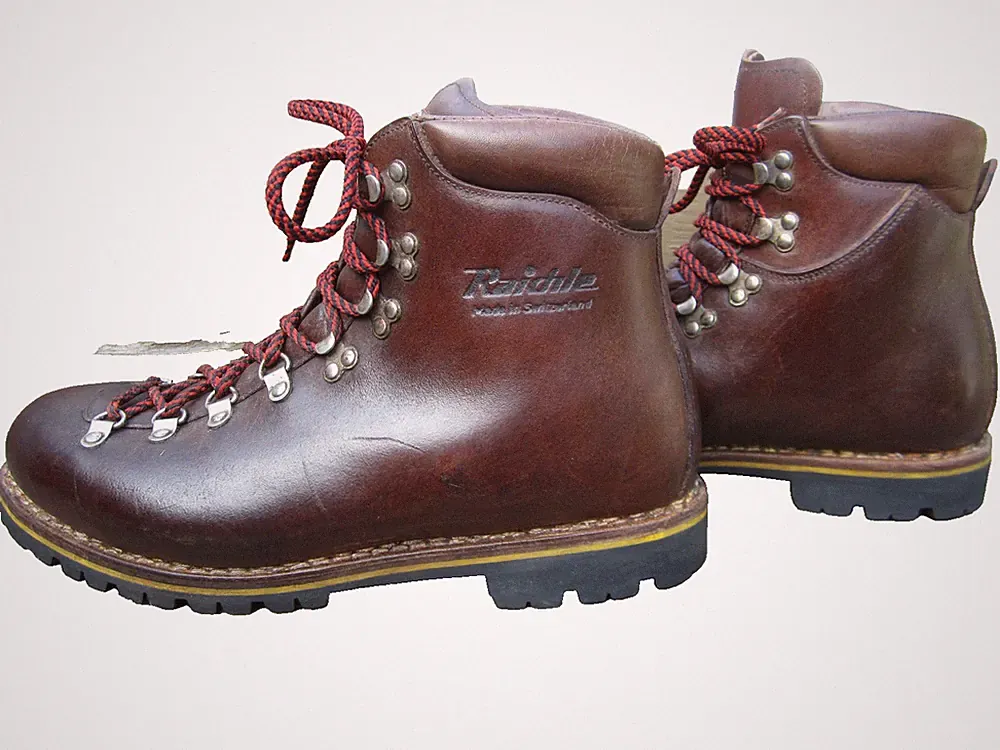 Raichle Switzerland Leather Hiking Mountaineering Boots Vibram Size 13 VERY NICE