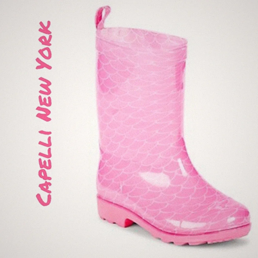 Rain Boots Size 4 Little Girls Back To School New In Box Mermaid Pink