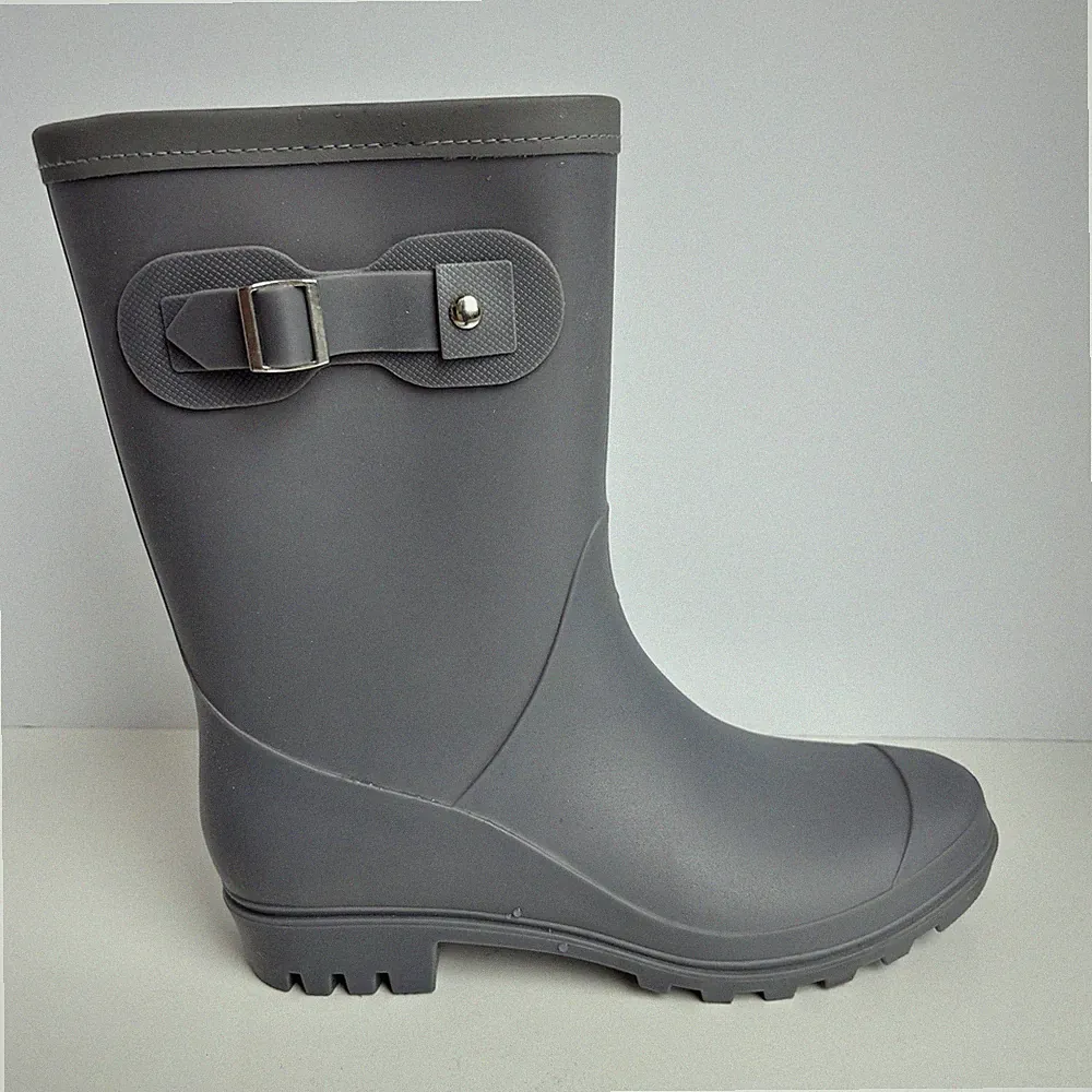 Rain Boots Women’s 8.5(39)Gray Mid-Calf Waterproof Anti Slip Tread PVC Seamless