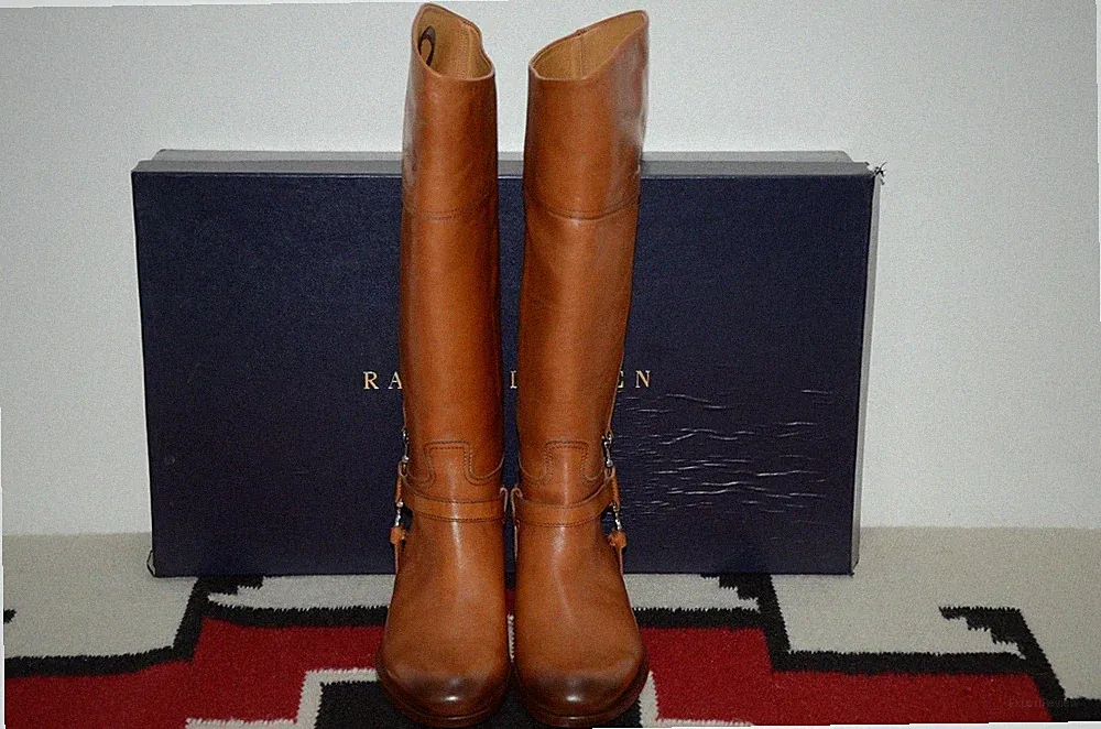 Ralph Lauren Collection Purple Label Sandra Equestrian Leather Tall Riding Boots