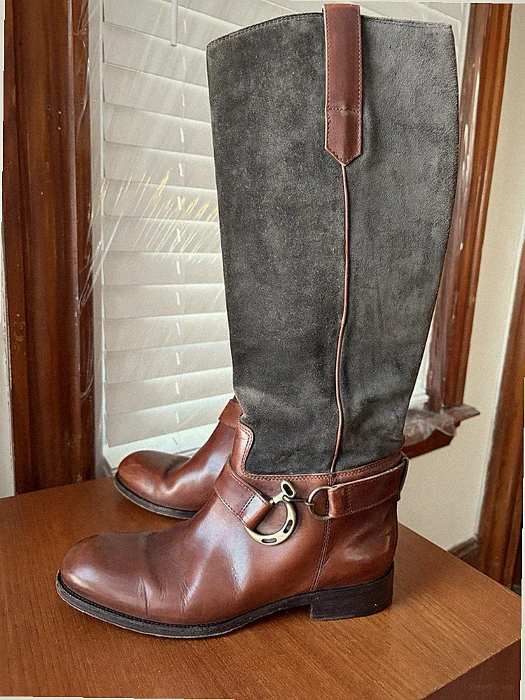 RALPH LAUREN PURPLE LABEL 8E GREEN SUEDE EQUESTRIAN BOOTS 8 E