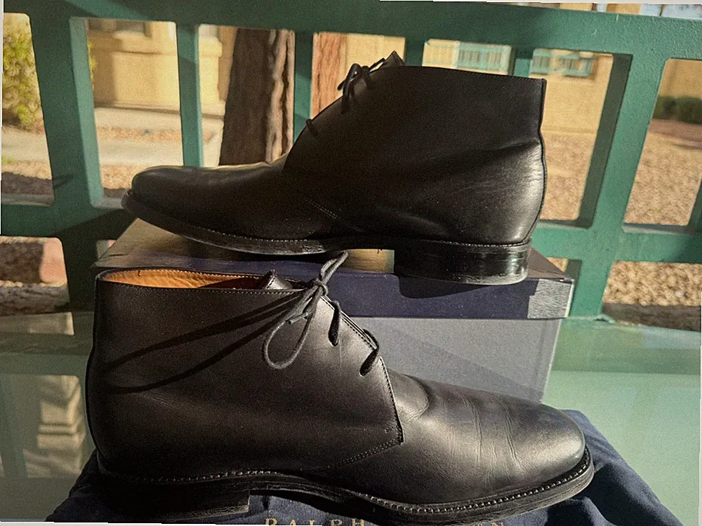Ralph Lauren Purple Label Martino Black Calf Chukka Boots 13D Italy