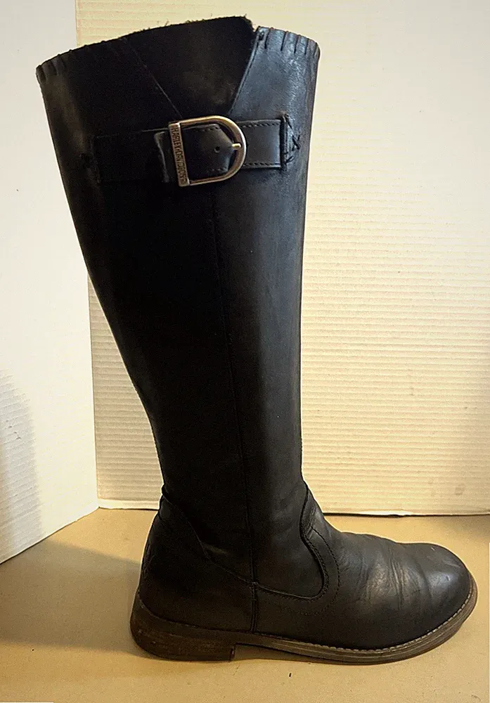 Rare🔥HARLEY DAVIDSON Keyser 11 Wide Calf Black Leather Wmns Motorcycle Boots🛑