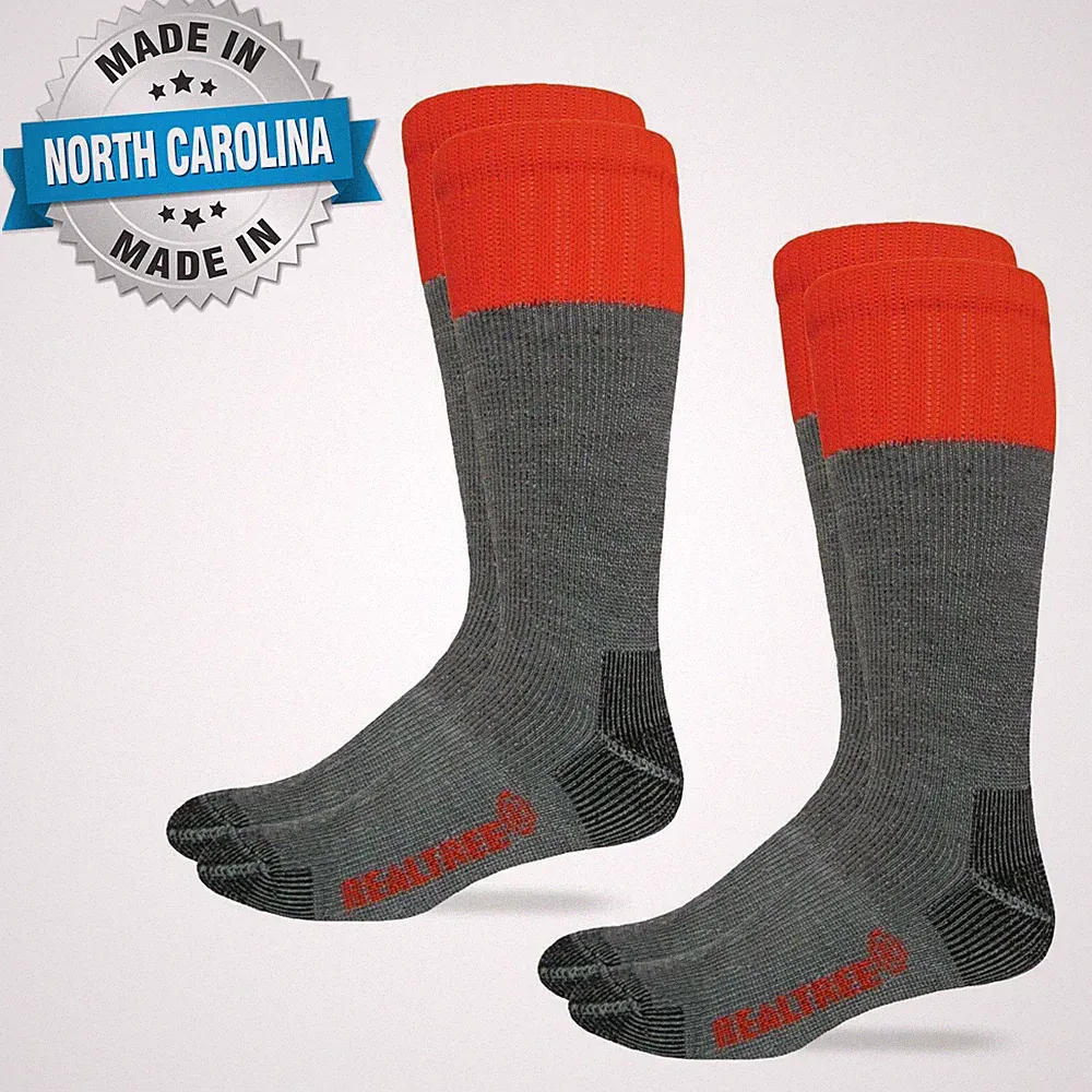 Realtree Mens Merino Wool Tall Boot Socks Steel Toe Ultra-Dri 2 Pair Pack