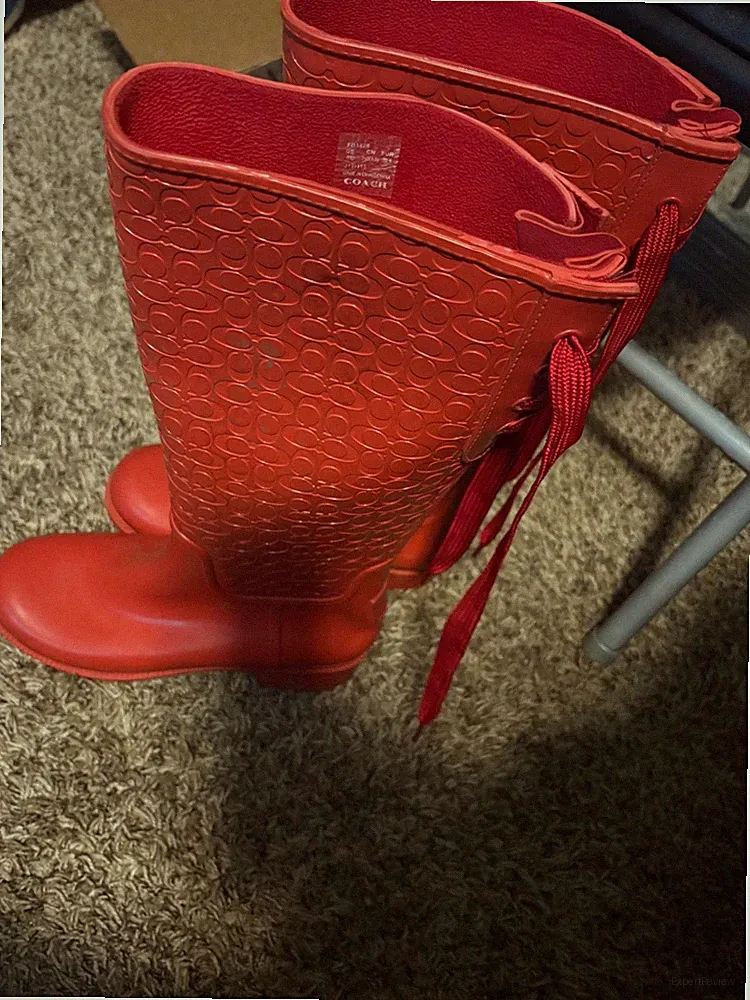 Red Coach rain boots womens size 8