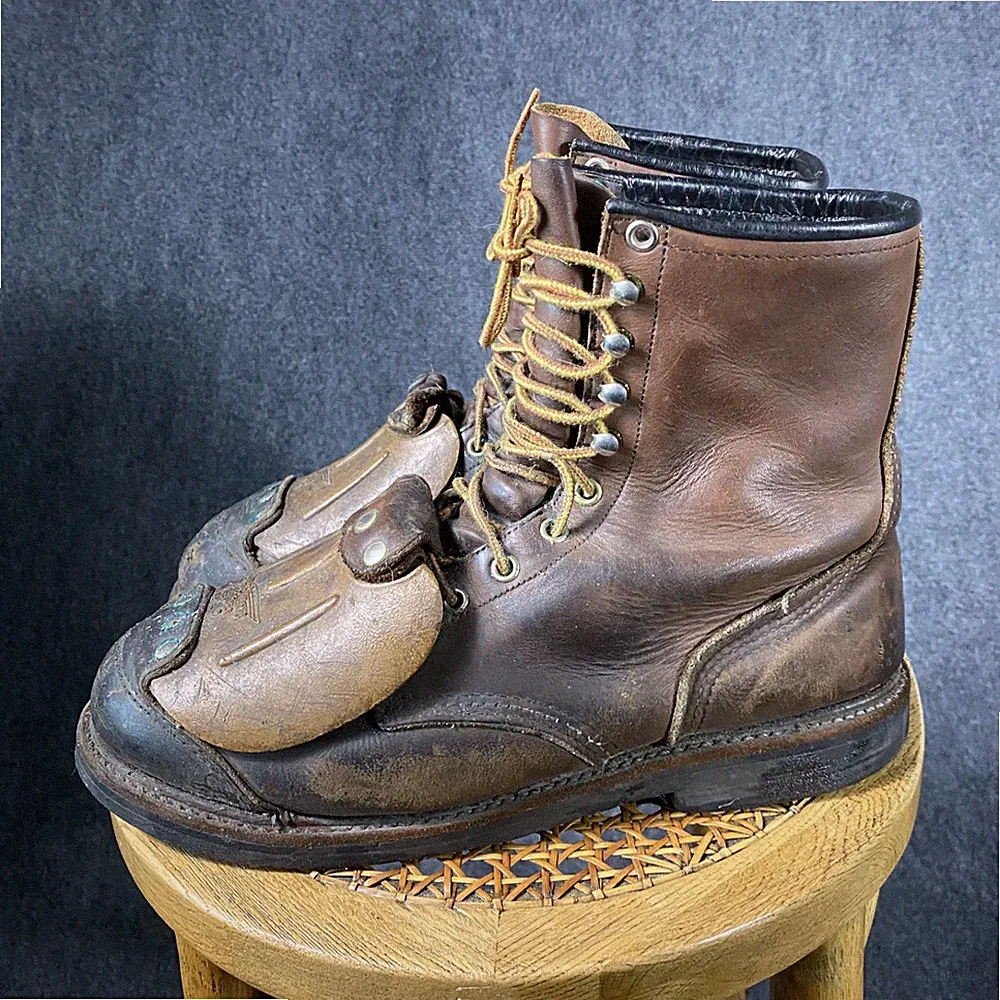 Red Wing Work Boots Mens 11 US Brown Leather Metatarsal Guard Steel Toe Hi Top