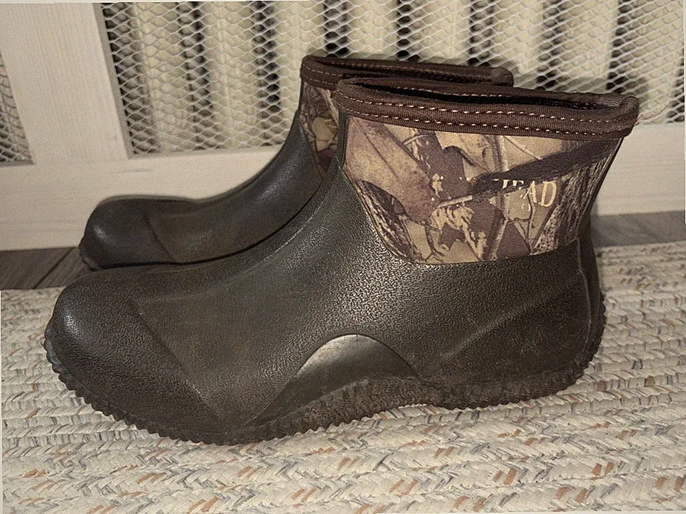 RedHead Mens Rubber Ankle Rain Boots Olive Green Camo Waterproof Slip On Size 8