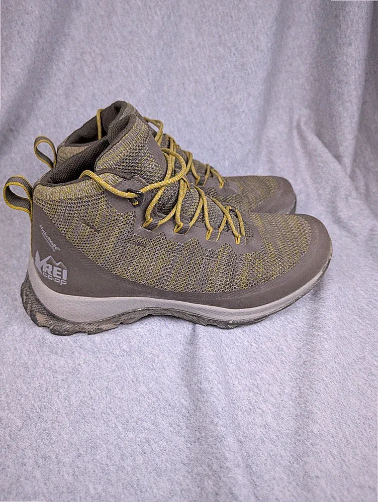 REI Co-op Flash Hiking Boots Womens 9 Trail Outdoor Shoes Gray Green Yellow