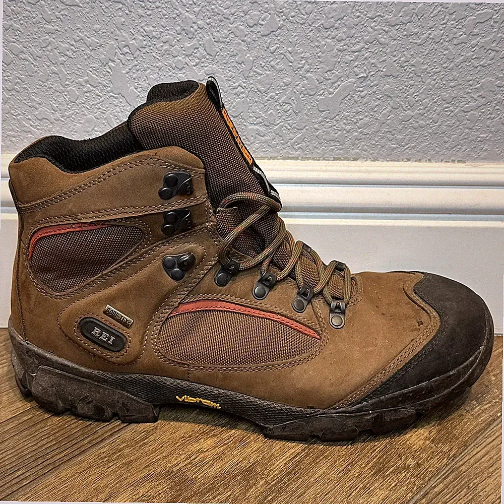 REI Goretex Hiking Boots Vibram Soles Mens Size 11.5 Brown Monarch 4