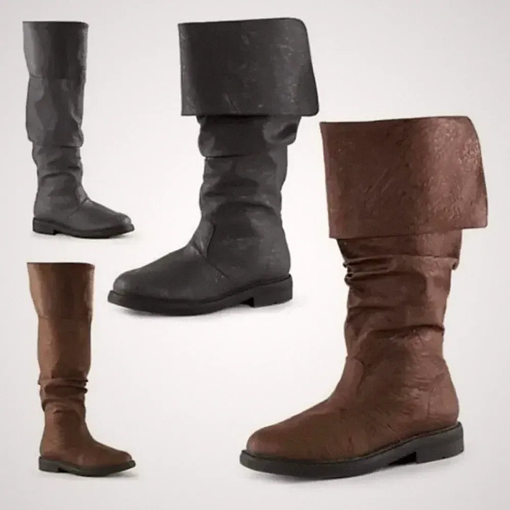 Retro Pirate Leather Boots for Men and Women Independent Station Mens Boots