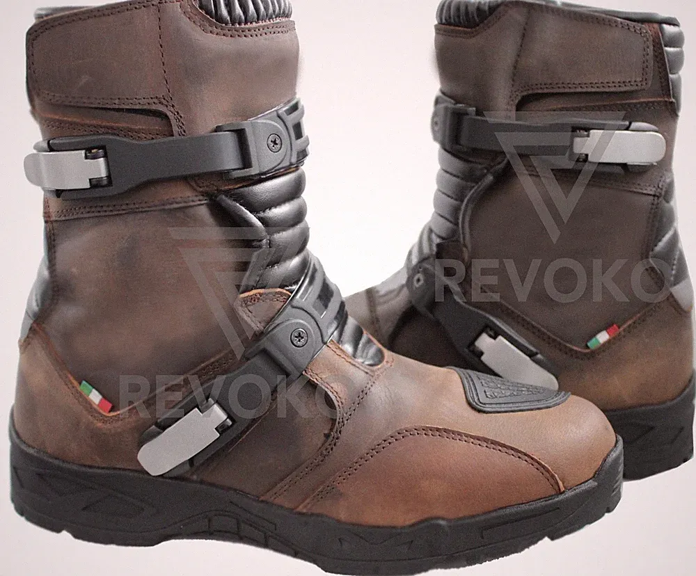 Revoko Adventure Motorcycle Motorbike Leather Low Off Road Boots Touring Boots
