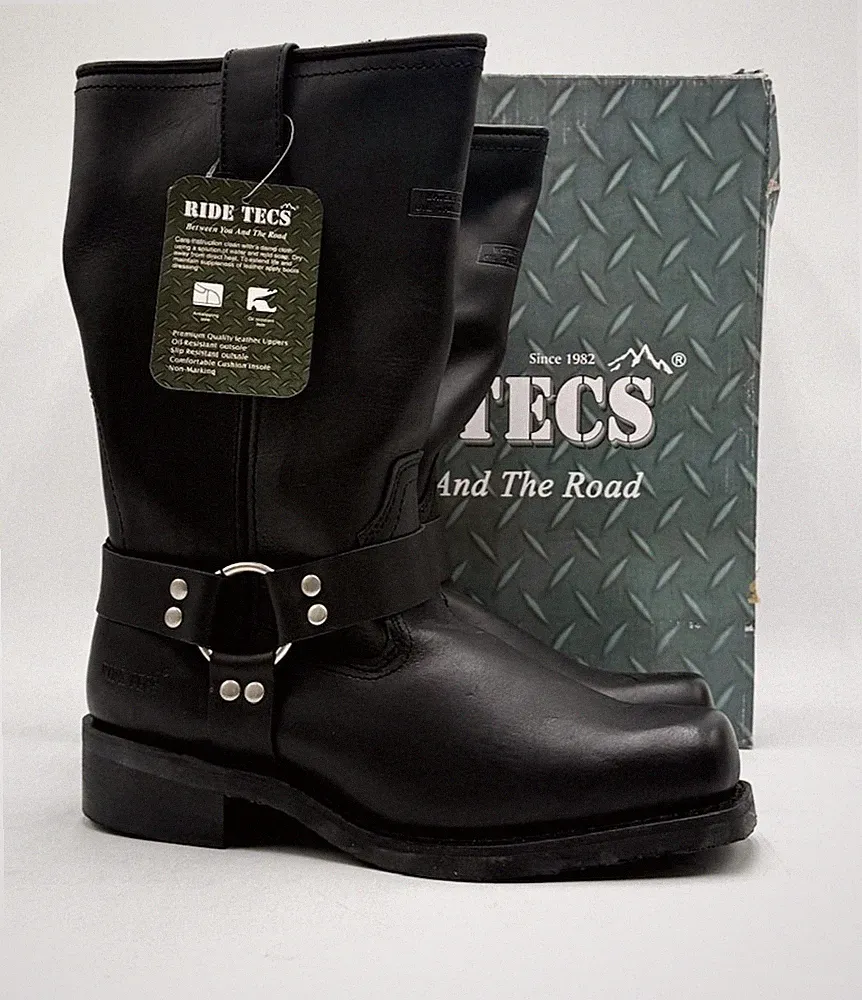 RIDE TECS 1442 Men's NEW Motorcycle Biker Boot Black Multiple Sizes