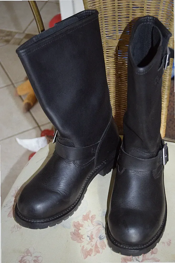 Ride Tecs 16” Leather Biker Black Motorcycle Boots Men’s 8 ladies 10