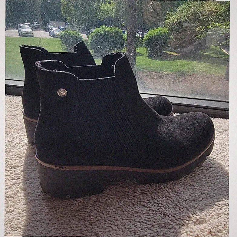 Rieker Black Suede Chelsea Ankle Boots Pull On Lined Rugged Sole 18771