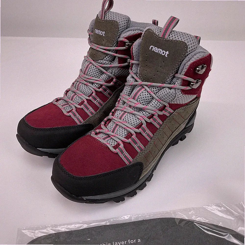 Riemot Womens Grey Hiking Winter Ankle High Outdoor Camping Boots Shoes Size 7