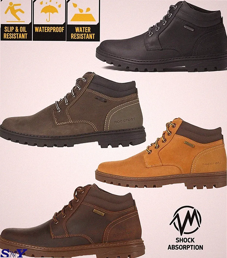 ROCKPORT Men's Waterproof Leather Lightweight Slip-Resistant Work Hiking Boots