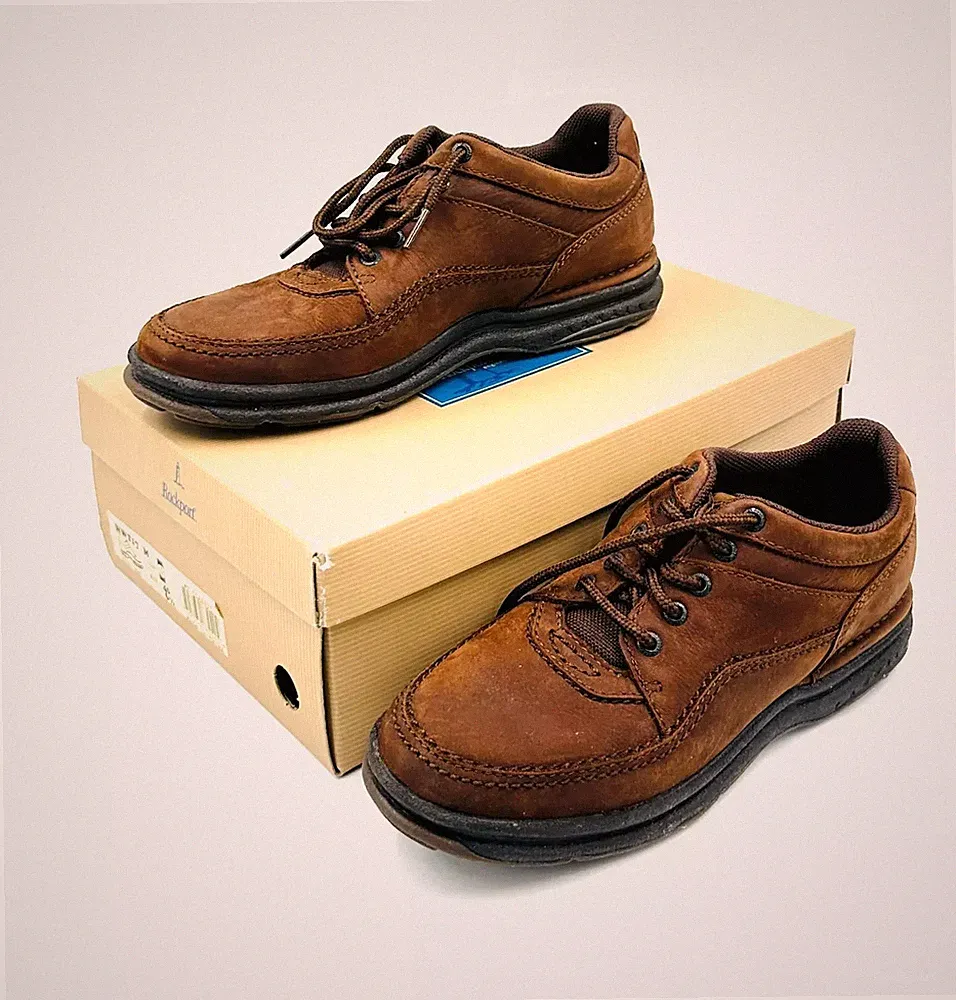 Rockport Women's Hiking Shoes Leather Boots WWT17 Choc NBK US 8 WT Classic MINT