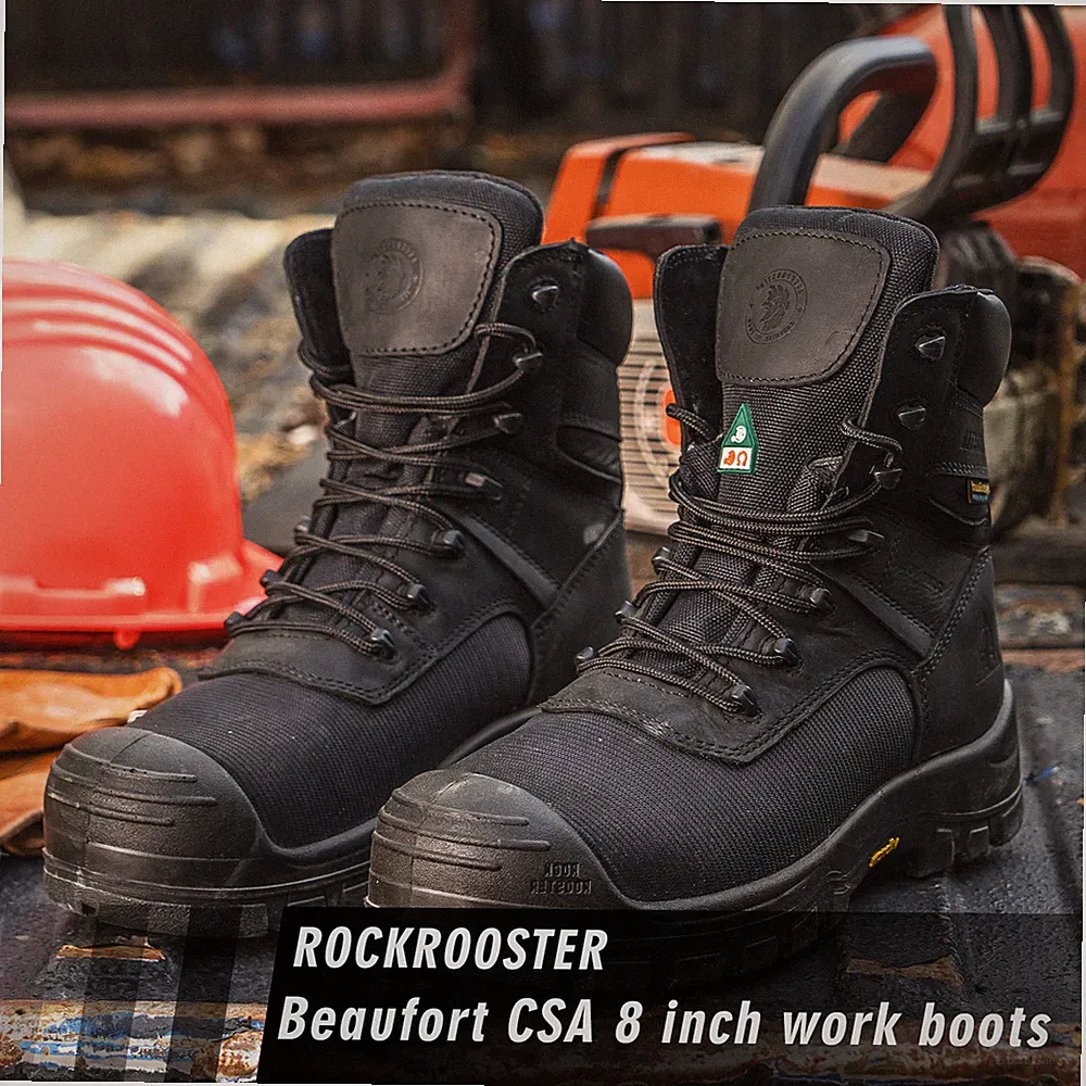 ROCKROOSTER CSA Men's Black 8 inch Shoes Waterproof Composite Toe EH Work Boots