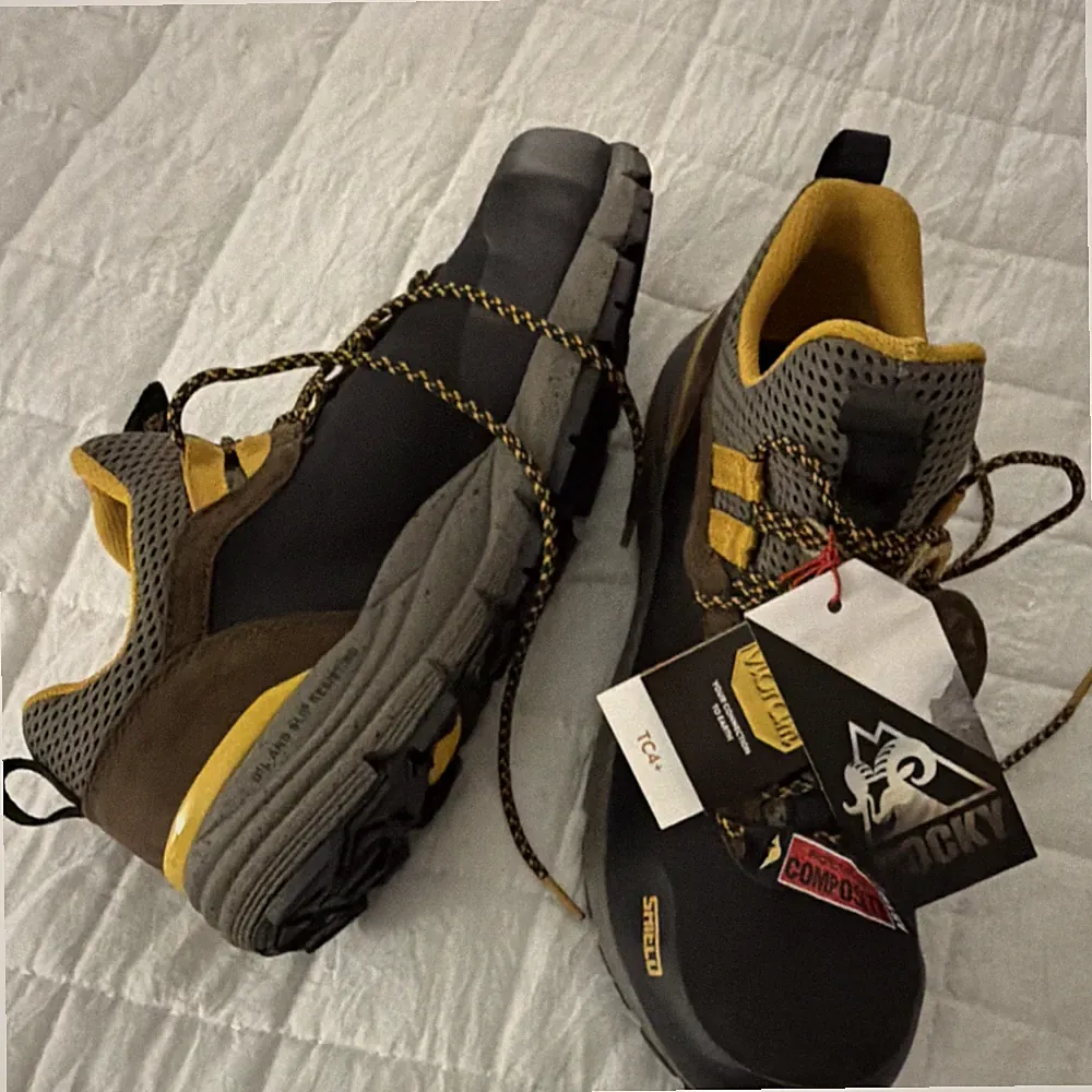 Rocky Composite Toe Shield Hiking Shoes Oil Slip Resistant Vibram Gray Yellow