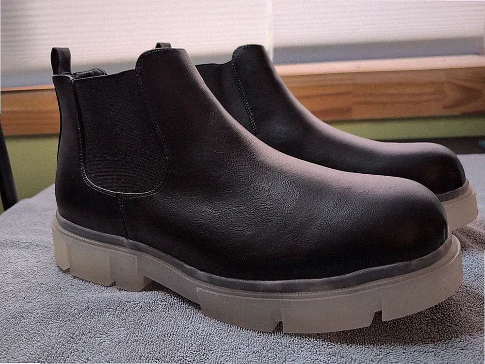 Round Toe Transparent Thicken Soled Men Chelsea Ankle Boots Pull On