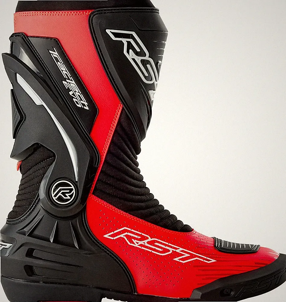 RST Tractech EVO D3O Mens Motorcycle Boots Black/Fluo Red