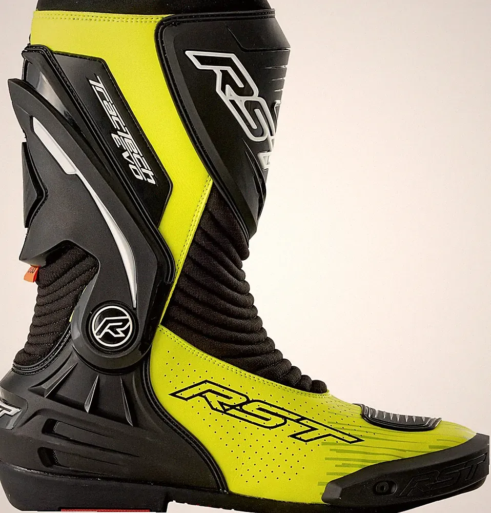 RST Tractech EVO D3O Mens Motorcycle Boots Black/Fluo Yellow