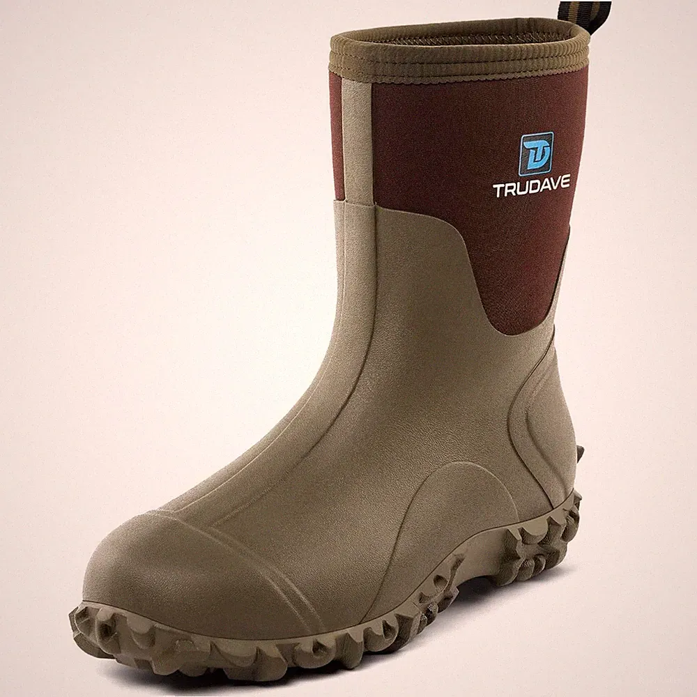 Rubber Boots for Men, 6mm Neoprene Insulated Mud Boots with Steel Shank