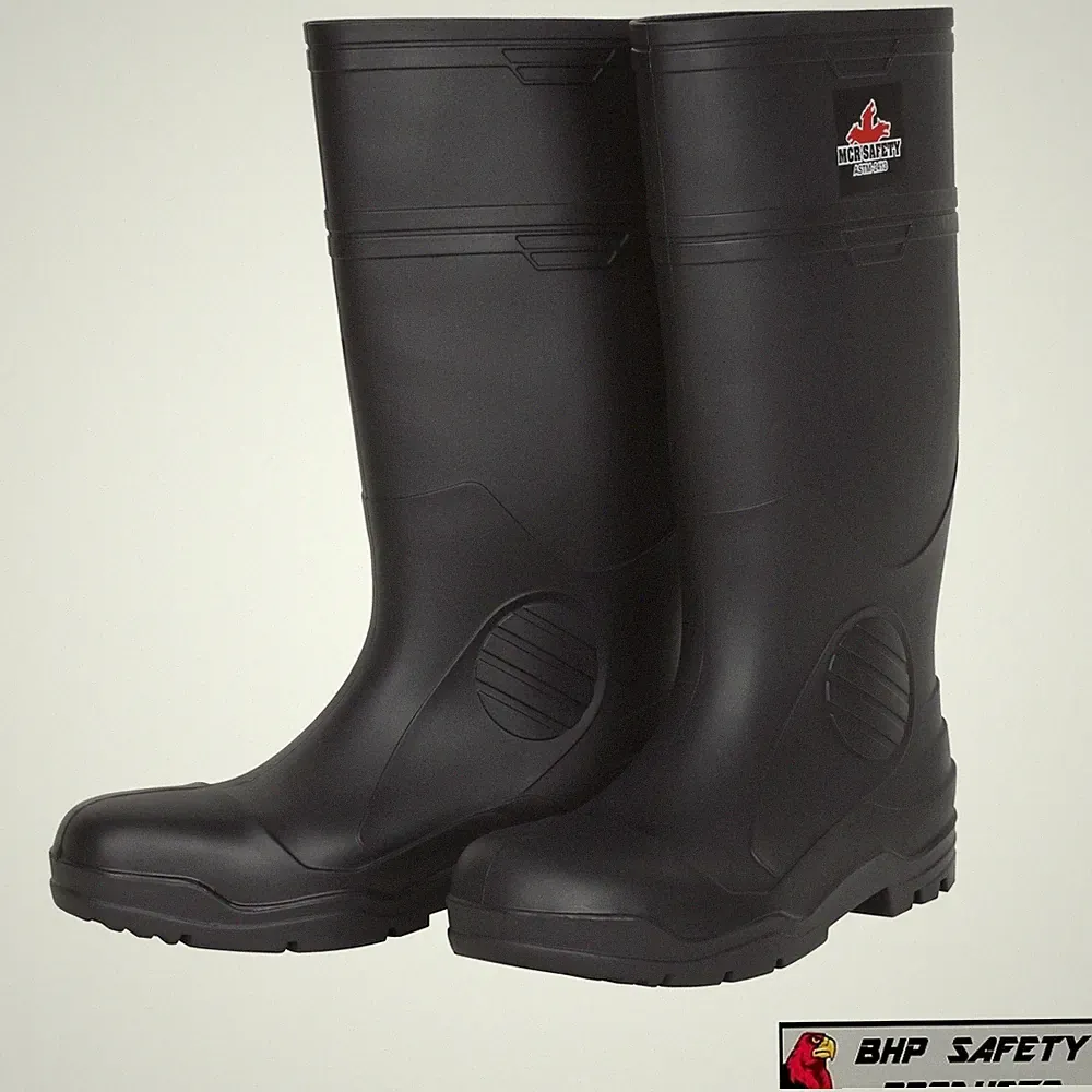 Rubber Fishing Hunting Boots Black Waterproof PVC Mens Work Mud Dirt w/Steel Toe