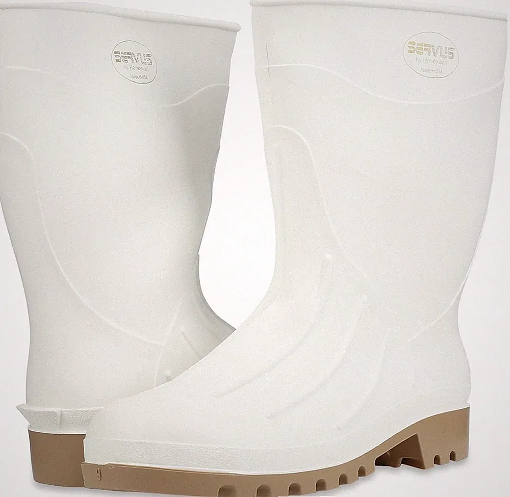 Rubber Fishing Hunting Waterproof PVC Work Mud Muck Chore WHITE BOOTS PLAIN TOE