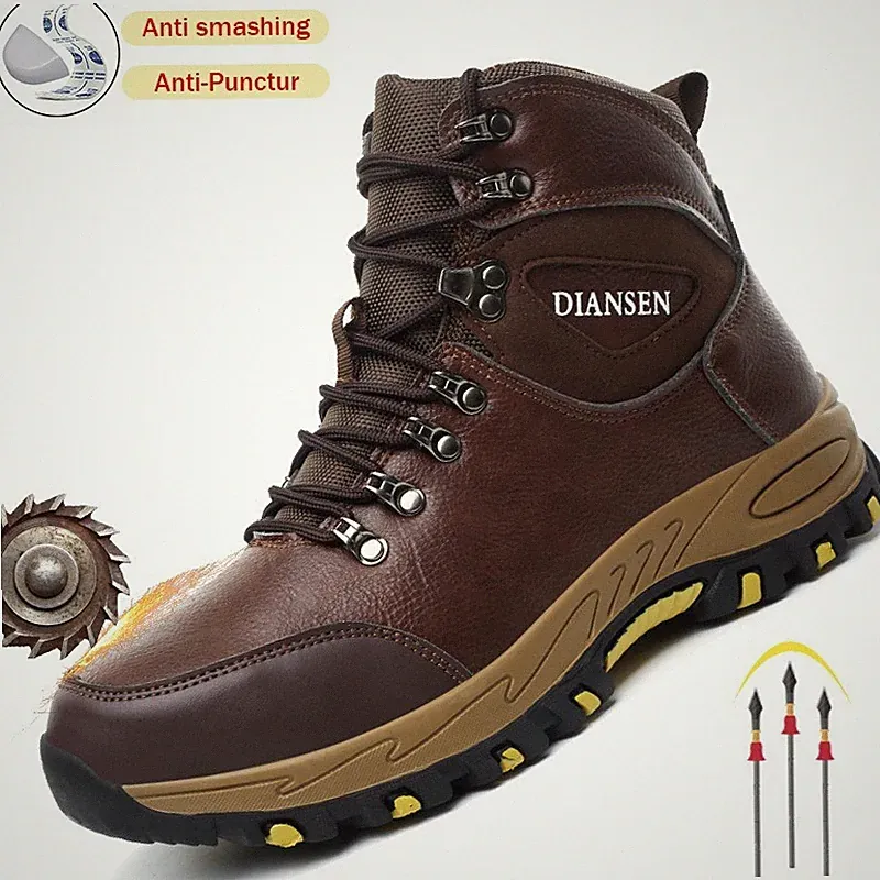 Safety Shoes for Men Waterproof boots Work Sneakers Puncture Proof Roofing Shoes