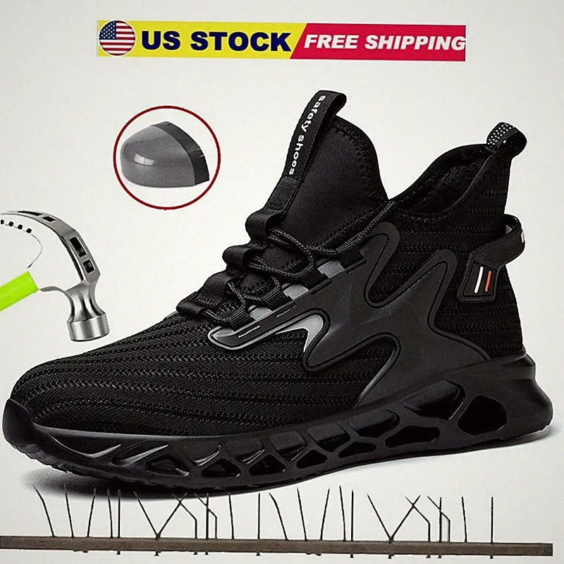 Safety Shoes Men for Work Comfortable Lightweight Shoes Steel Toe Hiking Shoes