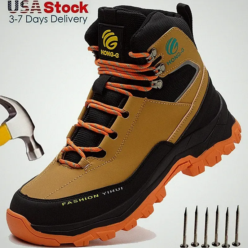 Safety Steel Toe Boots for Men Waterproof Safety Shoes for Outdoor Work & Hiking