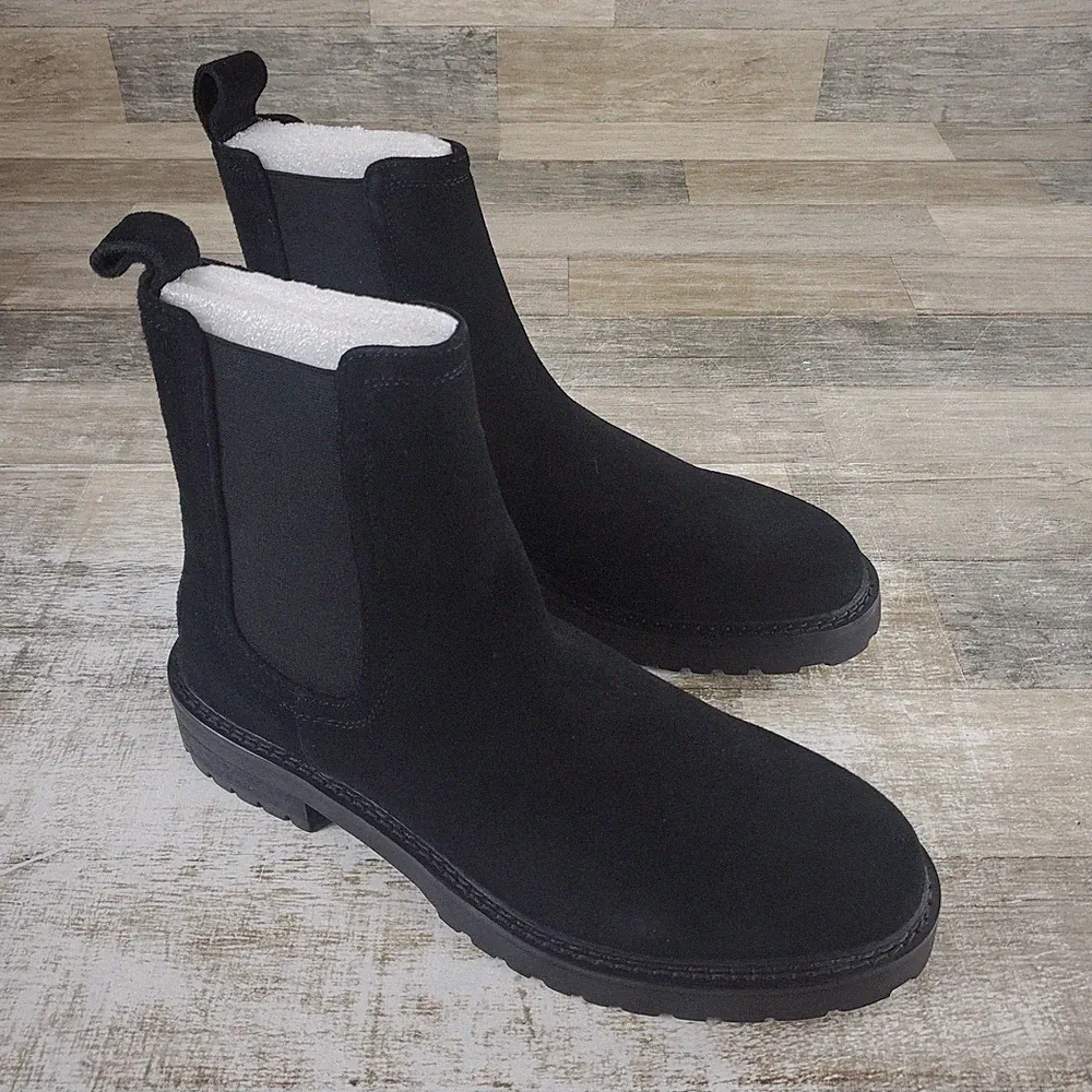 Saint Morta Chunky Men Chelsea Boot Sz 9 Black Suede Elastic Panel Slip On Ankle