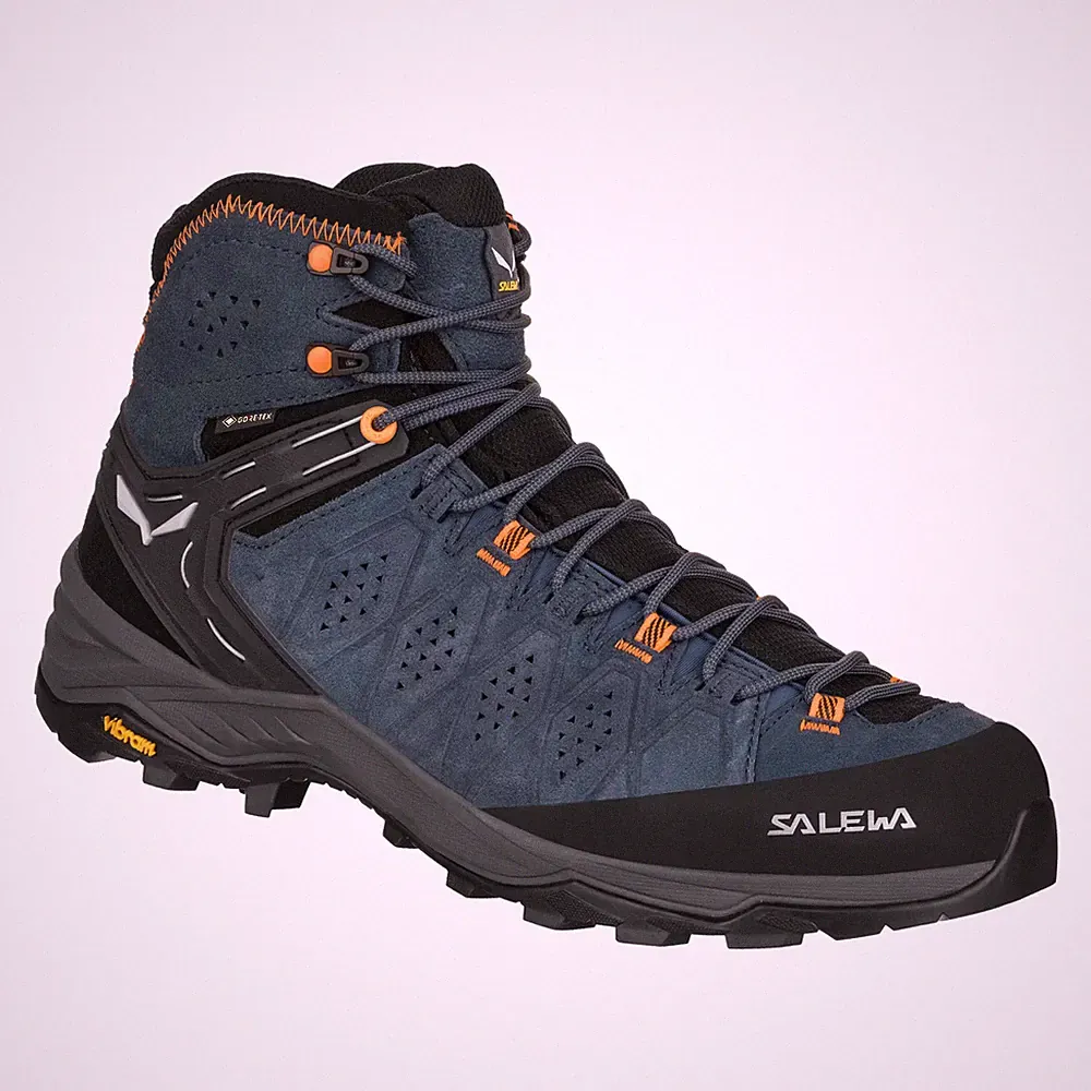 Salewa Alp Trainer 2 Mid GTX Men's Hiking Boots, Dark Denim/Fluo Orange, M9.5