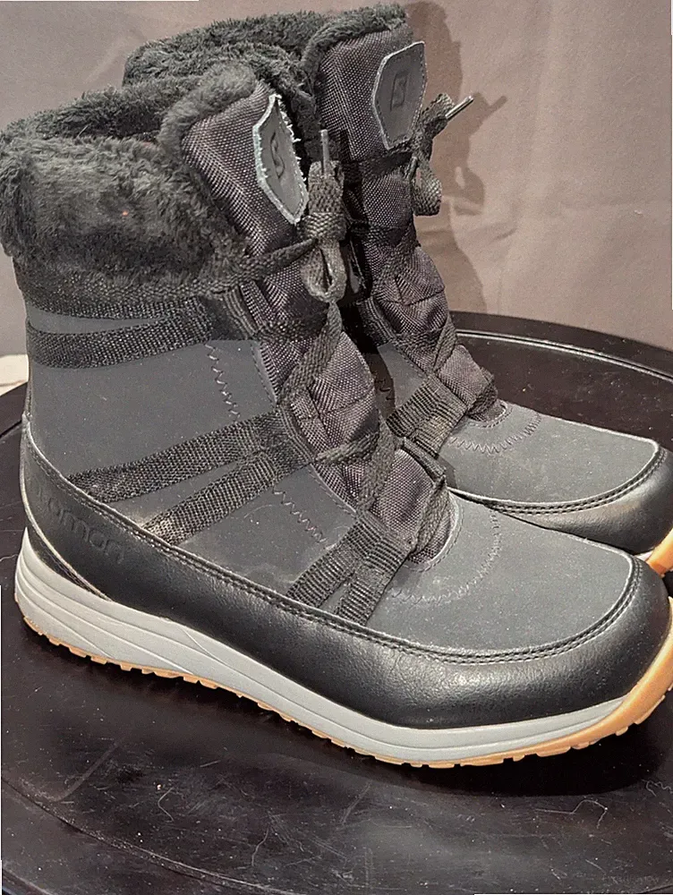 Salomon Boots Womens 5 Black Waterproof Insulated Lined Heika LTR CS WP Snow
