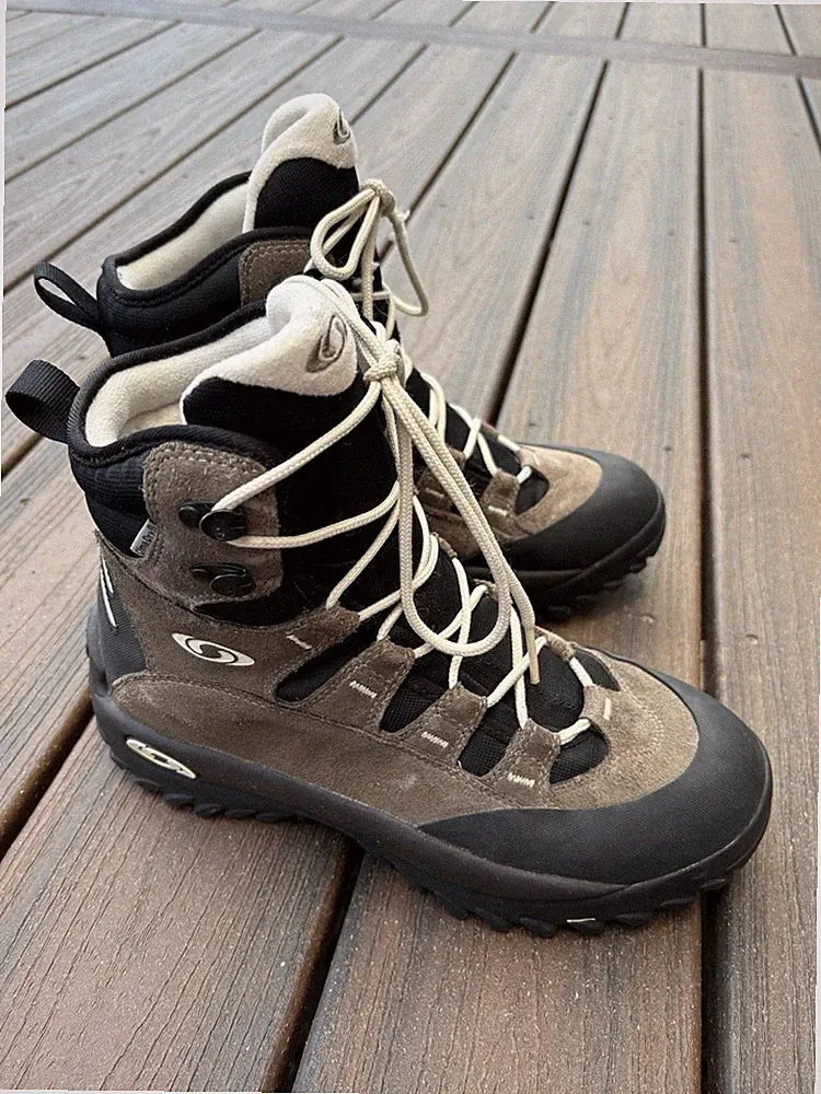 Salomon Contagrip High Top Hiking Boots Womens Size 7.5 Gray Lace Up Suede