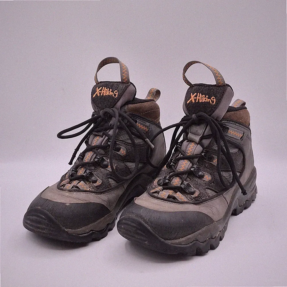 Salomon Hiking Boots Mid Womens Size 5 Brown Gray X-Hiking Contagrip Trail