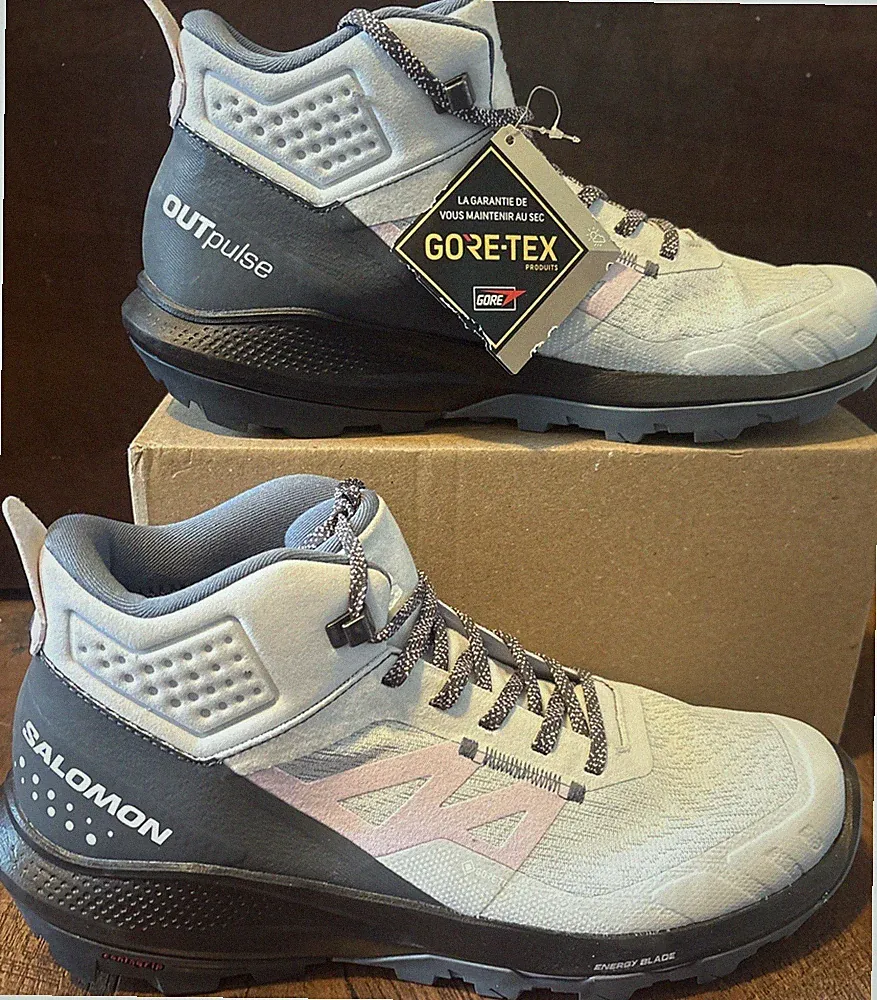 Salomon Outpulse Mid GTX Women's Hiking Boots Size 9.5 Gray Pink