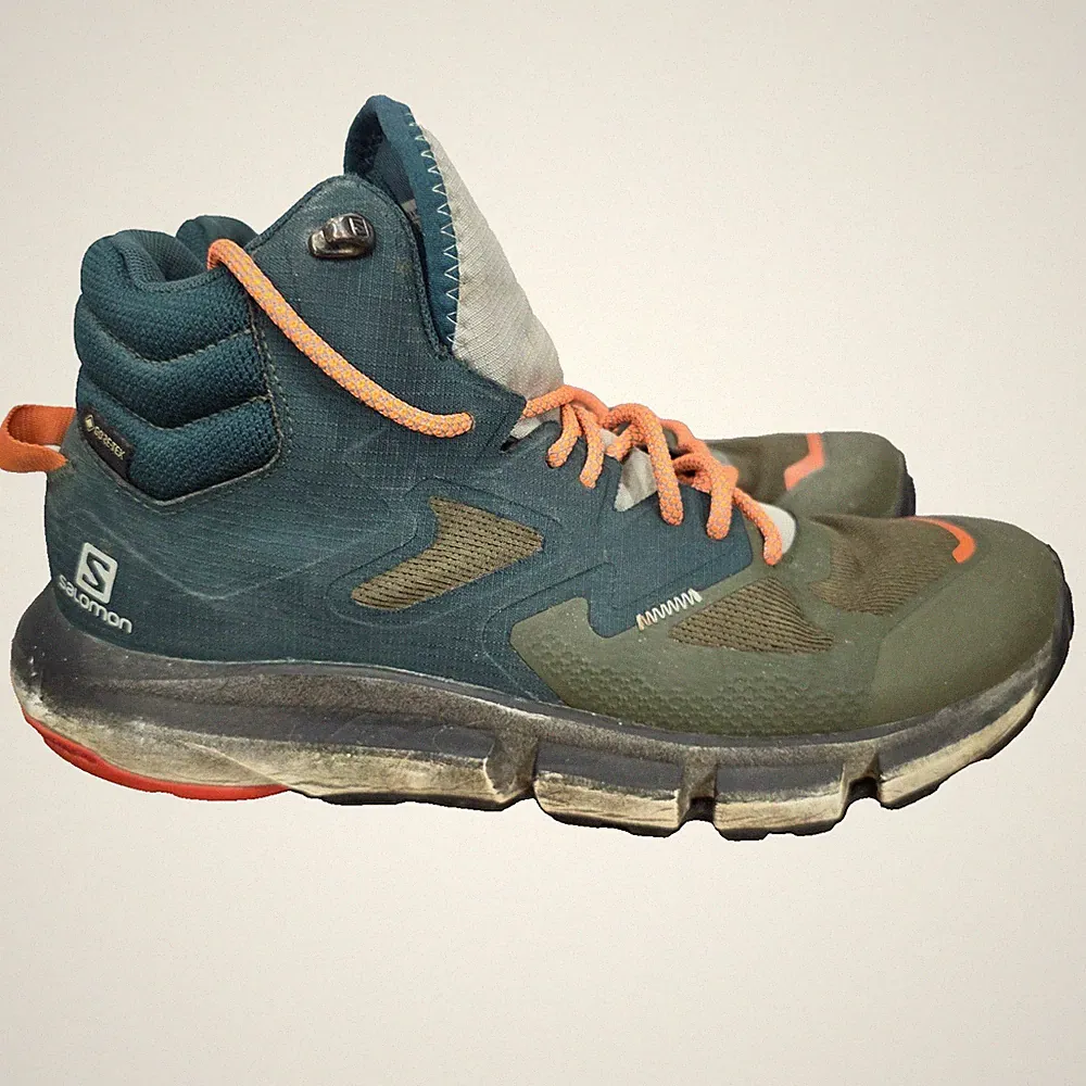 Salomon Predict GTX Hiking Shoes Mens 9.5 Blue Green Trail Waterproof Boots