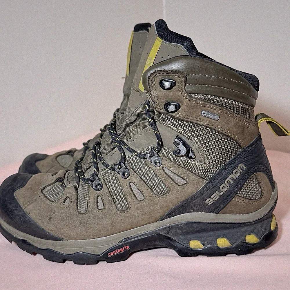 SALOMON QUEST4D GTXGreen Hiking Backpacking Tactical Ortholite Boots Mens Sz 9,5