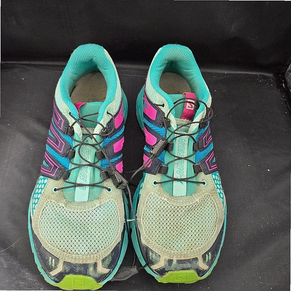 Salomon Teal and Pink Moto Boots