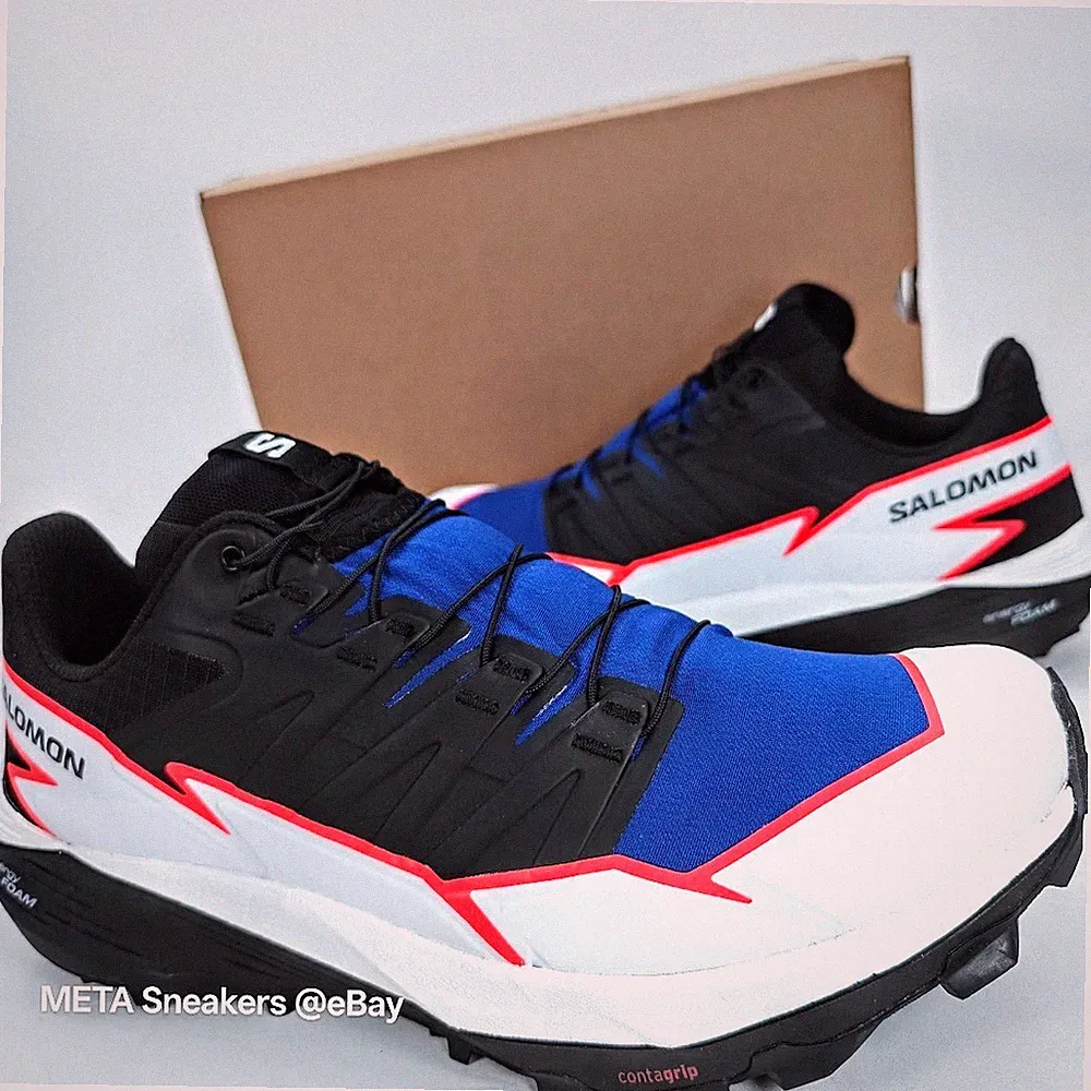 Salomon Thundercross US 11 Men's Black White Blue Trail Running Speed Lace NIB