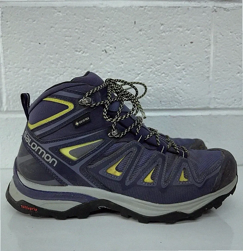 Salomon X Ultra 3 Mid GTX Shoes Womens Size 9.5 Blue Gore Tex Hiking Boots Trail