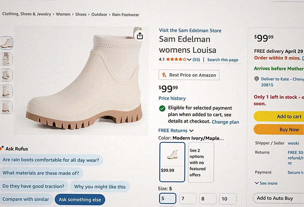 Sam Edelman Louisa Rain Boots Women’s Size 10 Ivory