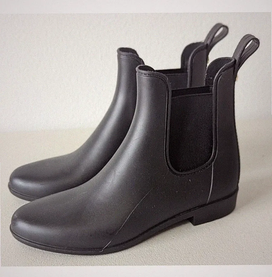 Sam Edelman Tinsley Black Ankle Leather Almond Toe Rain Boots Booties 8M Shoes