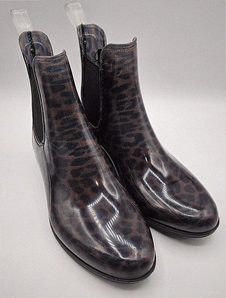 Sam Edelman Womens Tinsley Rain Boots Size 7 Leopard Print Rubber Almond Toe
